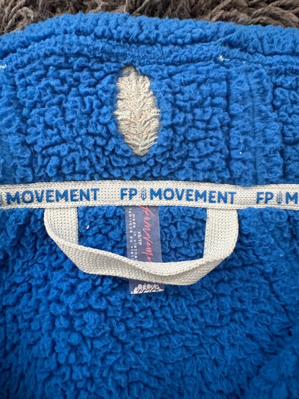 FP Movement  Blue Sherpa Half-Zip Pullover with Light Blue Trim - Picture 2 of 5